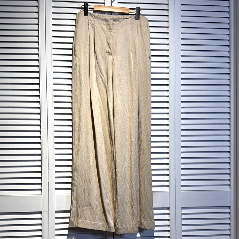 🌺 Zara tan high waisted wide leg pants size M ♥️